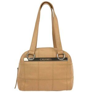 Chanel Beige Calfskin Wild Stitch Choco Bar Tote Handbag XX40135